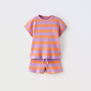 Zara Kids Orange and Purple Striped Set